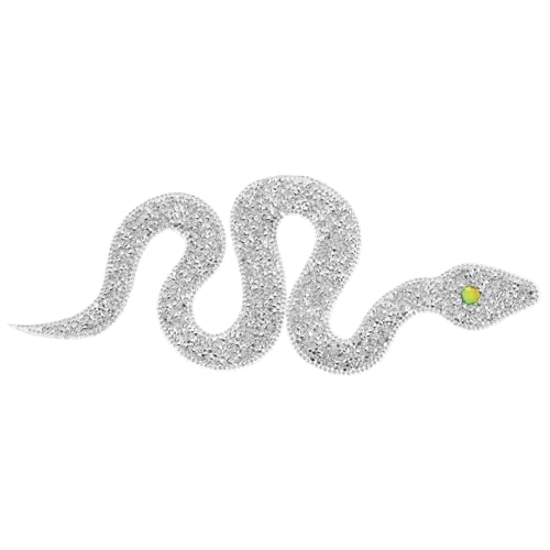 Angoily Rhinestone Snake Applique Patch Silber Strass Bestickt Bügelbild für Kleidung Schuhe Taschen Hüte DIY Dekoration Robust und Glänzend von Angoily
