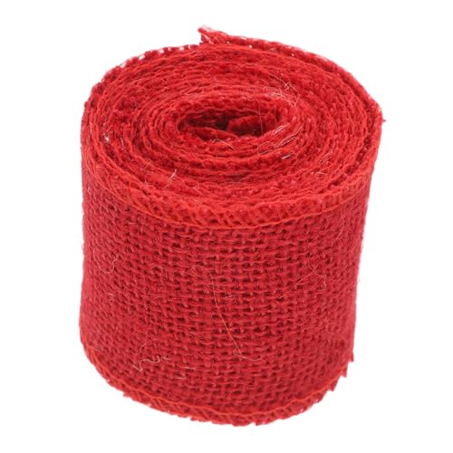 Angoily Rotes Juteband Jute Burlap Ribbon Rolle für Weihnachtsdeko Natürliche Textur Vielseitig Einsetzbar für Basteln Kränze Geschenkbänder Umweltfreundlich Handgefertigt von Angoily