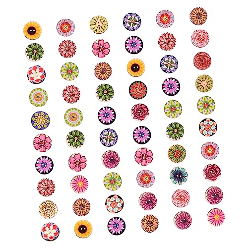Angoily Runde Holzknöpfe Mit Blumenmuster Nähzubehör Für DIY Handarbeiten Leicht Und Langlebig Für Kleidung Taschen Und Spielzeugdekoration von Angoily