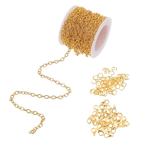 Angoily Schmuckherstellung Metallkette mit Lobster verschluss und Sprungring DIY Armband Halsketten kette Langlebig Farbbeständig Vielseitig für Schmuck Basteln Angoily Schmuckherstellung Metallkette mit Lobster verschluss und Sprungring DIY Armband Halsketten kette Langlebig Farbbeständig Vielseitig für Schmuck Basteln von Angoily