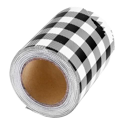 Angoily Selbstklebender Schwarzer-weißer Kariert Gewellter Randbesatz für Pinnwanddekoration Klassenzimmer Büro Vielseitiger Bulletin Board Border Trim von Angoily