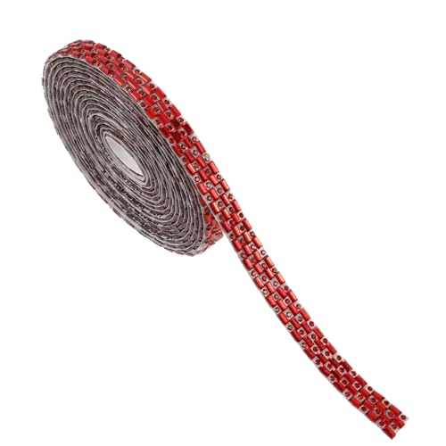 Angoily Selbstklebendes Strassband Yards Farbige Glassteine Starke Haftung DIY Schmuckverzierung Basteln Hochzeitskleid Wohn und Geschenkdekoration Rotes Glitzerband von Angoily
