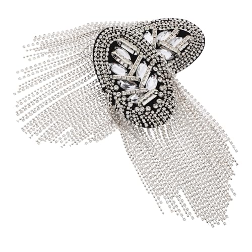 Angoily Silberne Quasten Schulterklappen mit Strass Leichte Fransen Epauletten Dekorative Schulterabzeichen für Anzug Einfach Anzubringen Kostüm Accessoires Angoily Silberne Quasten Schulterklappen mit Strass Leichte Fransen Epauletten Dekorative Schulterabzeichen für Anzug Einfach Anzubringen Kostüm Accessoires von Angoily