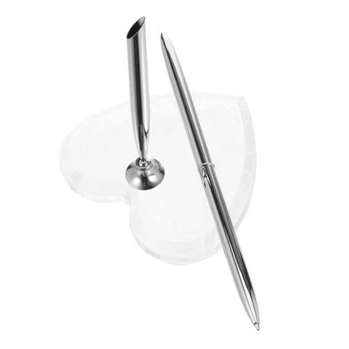 Angoily Silberner Kugelschreiber mit Acryl-herz-ständer Elegante Gästebuch-signierkugel für Hochzeit Verlobung Jubiläum Empfang und Büro Stabile Ballpoint-stifthalterung Angoily Silberner Kugelschreiber mit Acryl-herz-ständer Elegante Gästebuch-signierkugel für Hochzeit Verlobung Jubiläum Empfang und Büro Stabile Ballpoint-stifthalterung von Angoily
