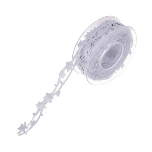 Angoily Silbernes Geschenkband mit Geprägten Fünf punkte sternen Polyester dekoband zum Basteln und Verpacken Leicht Zuschneidbar für DIY handarbeiten und Geschenkschleifen von Angoily