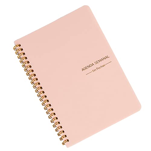 Angoily Spanischer Notizblock praktisches A5-Notizbuch wöchentlich Notizbilder notizbuch zu machen Thema Notizbuch schülerkalender tragbares Spulennotizbuch Memo -Pad Notizpolster pp Rosa von Angoily