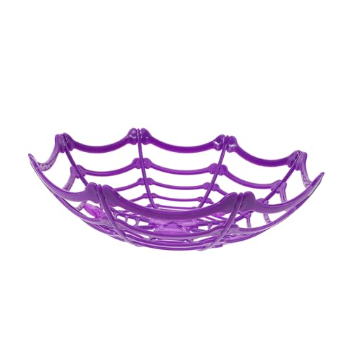 Angoily Spinnenfruchtteller Früchte Halloween-Leckerli-Korb Obst geformt Container groß küchenorganisation Snack Spinnennetz-Süßigkeitsbehälter Süßigkeiten-Buffet-Schüssel Plastik Violett von Angoily