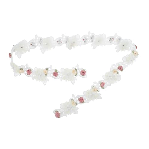 Angoily Spitzenband Spitzenband Mit Kunstperlen – Weißer Romantischer Rosenbesatz Für DIY Bastelarbeiten Blumensträuße Scrapbooking Nähprojekte von Angoily