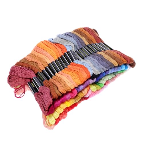 Angoily Stickgarn Baumwolle Doppelt Mercerisiert Bunte Kreuzstich Stickfäden Langlebiges Polyester cotton Garn für Handarbeiten und Zählstickerei Zufällige Farbauswahl Zufällige Farbe von Angoily