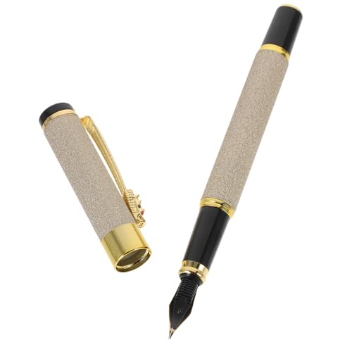Angoily Stift feiner Füllfederhalter einziehbarer Füllfederhalter Tinte schwarzer Füllfederhalter Kalligraphie-Füllfederhalter wieder auffüllbar zarter Füllfederhalter Füller Eisen Beige von Angoily