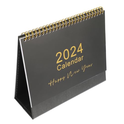Angoily Tischkalender 2024 büroartikel büromaterial moon calendar Flip-Kalender-Schreibtisch Jahreskalender Tag staffelei Desktop-Kalender 2024 monatlich Schreibtischkalender Papier Black von Angoily