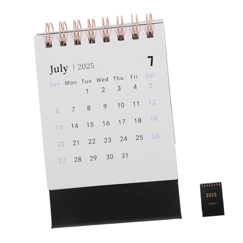 Angoily Tischkalender 2025 schreibtischkalender Kalender für den Schreibtisch Klassischer Tischkalender Stehen Staffelei Kalender monatlicher Tischkalender Mini-Bürobedarf Papier Black von Angoily