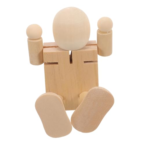 Angoily Transforming Robot Roboter Unvollendete Dekoration Blanko Roboter Holz Kleine Robotermodelle Roboter Basteln Malerei Roboter Bastelroboter Holz von Angoily