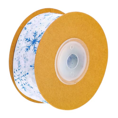 Angoily Transparentes Geschenkband mit Schneeflockenmotiv Breit für Weihnachtsgeschenke DIY Schleifen Leicht Zuschneidbar Dekoratives Weihnachtsband von Angoily