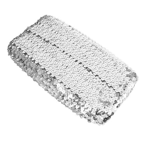 Angoily Trimmen Funkelnde Pailletten-fransenbesatz Für Frauen Glitzer-stretchband Party Vorhängeschloss Bekleidungsbedarf Verschleißfester Kleidungsbesatz Vorhang Liefern Silver Polyester von Angoily