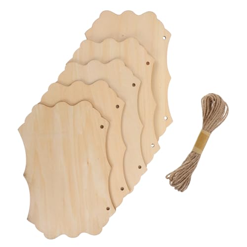 Angoily Unlackiertes Holzschild mit Juteseil Robuste Holztafel für DIY Bastelarbeiten Malerei Gravur Hängend Wanddekoration Innen Außen von Angoily