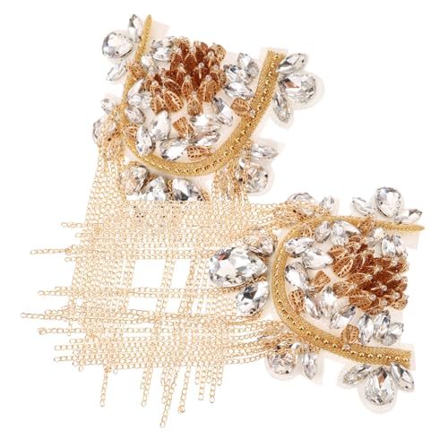 Angoily Vintage Schulter Quasten Epaulette mit Metallkette Dekorative Schulterbrosche für Damen Auffälliger U Förmiger Strass Schulter Schmuck für Kostüme und Festliche Anlässe von Angoily