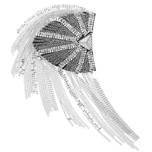 Angoily Vintage Schulterklappen mit Quasten und Strass Metall Epauletten für Damen Stilvolles Retro Schulteraccessoire für Hochzeit Party und Festliche Anlässe Silberfarbene von Angoily