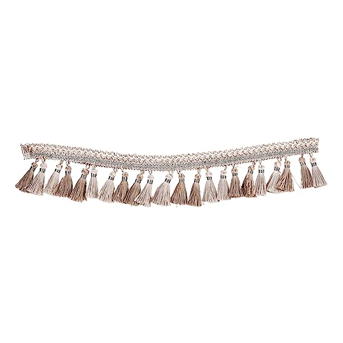 Angoily Vorhang Spitzenfransen weißes Band Kleid Spitzenband Baumwolle Schneiderei Tuch gardinenband gardinen klebeband Quastenbesätze für Sofas Quastenfransen für Gardinen Polyester Beige von Angoily