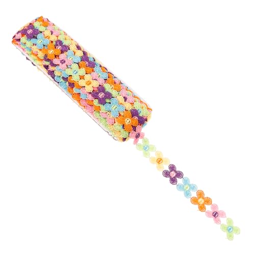 Angoily Wasserlösliches Spitzenband mit Schmetterling und Kleeblattmotiv Umweltfreundliches Farbiges Polyester Yards DIY Nähzubehör für Bekleidungsdekoration und Bastelarbeiten von Angoily