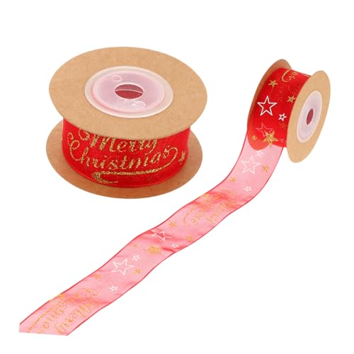 Angoily Weihnachtsdeko Band Fünfzackiger Stern Hochwertiges DIY Geschenkband Rot für Festliche Bastelprojekte Weihnachtsbaumdekoration und Kreative von Angoily