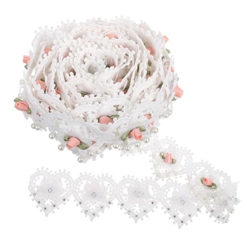 Angoily Weiße Bestickte Spitzenborte mit Herzblumenmuster Nachahmung Perlenapplikationen Feine Blumenstickerei für DIY Hochzeitskleider Hut Kleidungsdekoration Angoily Weiße Bestickte Spitzenborte mit Herzblumenmuster Nachahmung Perlenapplikationen Feine Blumenstickerei für DIY Hochzeitskleider Hut Kleidungsdekoration von Angoily