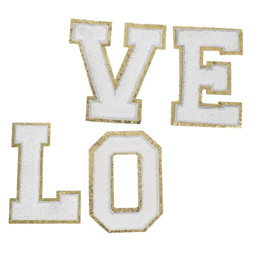 Angoily Weiße Chenille Buchstaben-patches mit Goldenem Glitzerrand zum Aufbügeln Glitter Sew Appliques für Kleidung Hut Rucksack DIY Alphabet Applikationen Love Letter Motiv für Angoily Weiße Chenille Buchstaben-patches mit Goldenem Glitzerrand zum Aufbügeln Glitter Sew Appliques für Kleidung Hut Rucksack DIY Alphabet Applikationen Love Letter Motiv für von Angoily