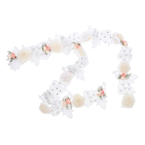 Angoily Weiße Spitzenband mit Rosenmuster und Perlen Breit Gemusterte Spitze zum Nähen und Basteln Elegantes Spitzenband für Hochzeit DIY Blumenarrangements und Dekorationen von Angoily