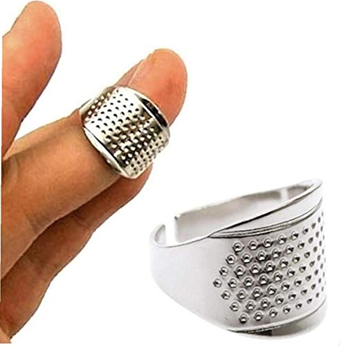Angoter 1 PCS Haushaltsnaehmaschinen Werkzeuge Silber Ring Fingerhut Fingerschutz Quilting Craft Zubehör Einstellbare Ring Nähen Thimbles von Angoter
