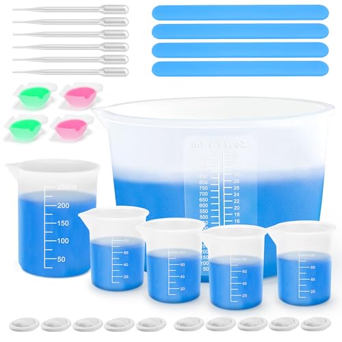 Anhow 29er Messbecher Epoxidharz, Silikonbecher Set Skala Mischbecher 1000ml/250ml/100ml mit Rührstäbchen für DIY, Basteln, Labor, Küche Anhow 29er Messbecher Epoxidharz, Silikonbecher Set Skala Mischbecher 1000ml/250ml/100ml mit Rührstäbchen für DIY, Basteln, Labor, Küche von Anhow