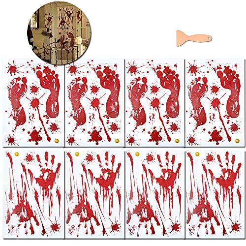 AniSqui Halloween Blutige Hände Fensteraufkleber, (8 Blatt Halloween Sticker Aufkleber), Realistisch Wirkende Schaurig Blutige Sticker, Halloween Dekoration by von AniSqui