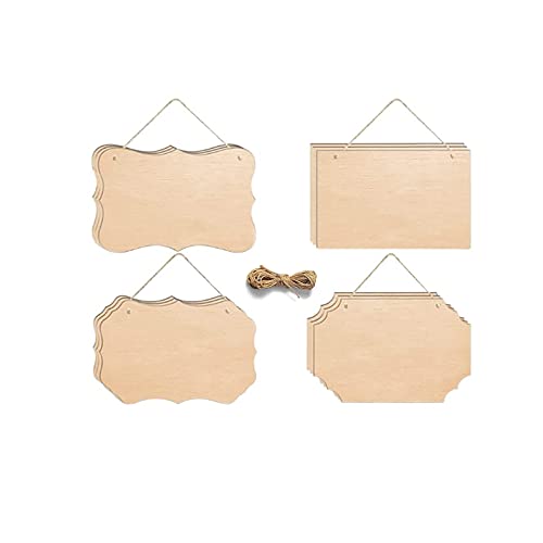 12 Stück Holzschilder zum Beschriften - Rechteckiges Hängendes Holzschild mit 2 Löchern und Juteseil, Holz zum Bemalen für Malen, Schreiben und Dekorieren 12 Stück Holzschilder zum Beschriften - Rechteckiges Hängendes Holzschild mit 2 Löchern und Juteseil, Holz zum Bemalen für Malen, Schreiben und Dekorieren von Anicy