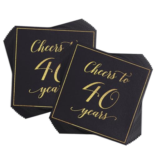40 Stück Servietten 40. Geburtstag - Deko 40 Geburtstag Mann Frau, Happy Birthday 40 Servietten Tischdekoration, Geburtstagsdeko Servietten, 33 x 33 cm (40. geburtstag) von Anicy