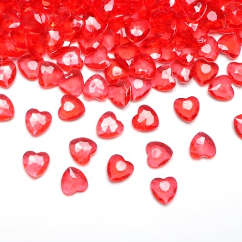 500 Stück Hochzeitsdeko Rubinhochzeit Geschenke - 12mm Herz Deko Diamantene Hochzeit Funkelnd Herzen Diamantkristalle zum DIY Geschenk Füllung Dekoration Hochzeit Verlobung, Valentinstag, Rot von Anicy