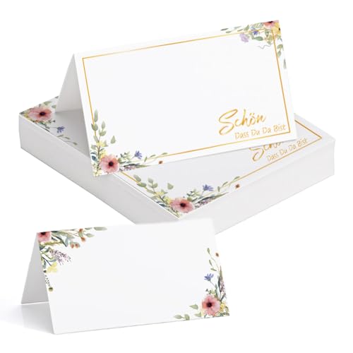 60 Stück Tischkarten Hochzeit - Namensschilder Hochzeit Platzkarten zum Selbst Beschriften Namenskärtchen Tischkarten für Geburtstag, Kommunion Taufe Feier, 110x85mm von Anicy