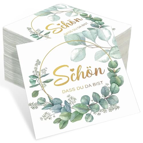 80 Stück Servietten Schön Dass Du Da Bist, Servietten Hochzeit, Servietten Eukalyptus, Servietten Geburtstag, Servietten Taufe, Servietten 3-Lagige für Hochzeiten, Taufen, Geburtstage, Partys 80 Stück Servietten Schön Dass Du Da Bist, Servietten Hochzeit, Servietten Eukalyptus, Servietten Geburtstag, Servietten Taufe, Servietten 3-Lagige für Hochzeiten, Taufen, Geburtstage, Partys von Anicy