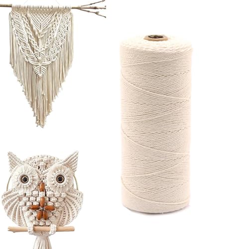 Makramee Garn 1mm x 450m, 100% Baumwolle Baumwollgarn, Baumwollschnur für DIY Gewebtes Kunsthandwerk, Wandbehang, Gewebter Traumfänger, Böhmen Hochzeit Dekorationen von Anicy