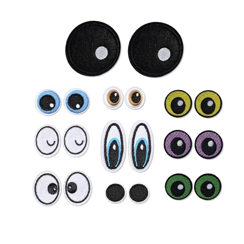 Aufnäher zum Aufbügeln, 10 Paar, verschiedene bestickte Augen zum Basteln, Cartoon-Augen, zum Aufbügeln oder Aufnähen, Zubehör für Kleidung, Jeans, Rucksäcke, Jacken, Hosen, Hüte Aufnäher zum Aufbügeln, 10 Paar, verschiedene bestickte Augen zum Basteln, Cartoon-Augen, zum Aufbügeln oder Aufnähen, Zubehör für Kleidung, Jeans, Rucksäcke, Jacken, Hosen, Hüte von Anikoocory