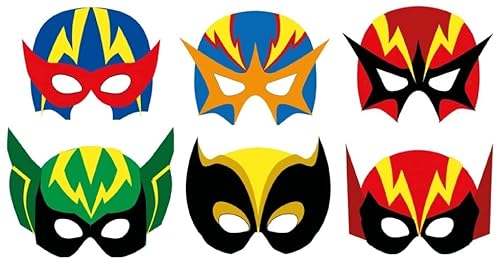 Anila's Komplettes Superhelden-Thema, 10 Partytütenfüller & Gastgeschenke – Set mit 12 Superhelden-Masken (ideal für Kinder im Alter von 4-8 Jahren) von Anila's