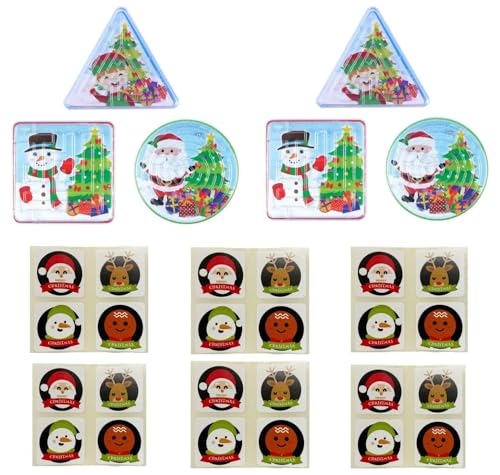 Anila's Mini-Puzzle-Labyrinth mit Stickerbögen, Weihnachtsgeschenk, Strumpffüller, Preise und Weihnachtsabend Schachteln 12 Xmas Themed Puzzle Labyrinth mit Aufklebern von Anila's