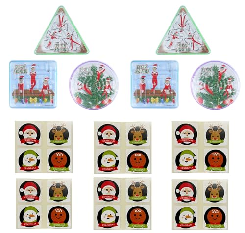 Anila's Mini-Puzzle-Labyrinth mit Stickerbögen, Weihnachtsgeschenk, Weihnachtsstrumpffüller, Preise und Weihnachtsabend Schachteln. 48 Elfin Around Puzzle Labyrinth mit Aufkleberbögen von Anila's