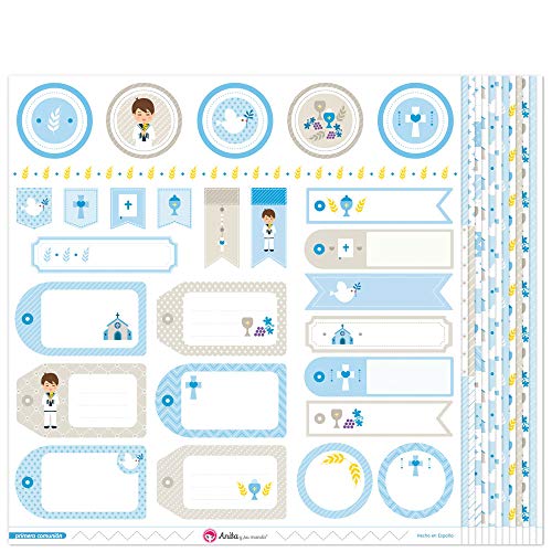 Anita & Seine Welt Erstkommunion Kinder Papier Scrapbooking, Blau, 30,5 x 30,5 cm, 13 von Anita y Su Mundo