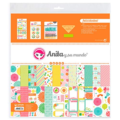 Anita & Seine Welt Kollektion Glückwunschkarte Sammelalbum, 13 bedruckte Papiere, Aufkleber, Abzeichen, Pailletten, Pastell, Washi Tape, Papier, mehrfarbig, 30,5 x 30,5 cm Anita & Seine Welt Kollektion Glückwunschkarte Sammelalbum, 13 bedruckte Papiere, Aufkleber, Abzeichen, Pailletten, Pastell, Washi Tape, Papier, mehrfarbig, 30,5 x 30,5 cm von Anita y Su Mundo