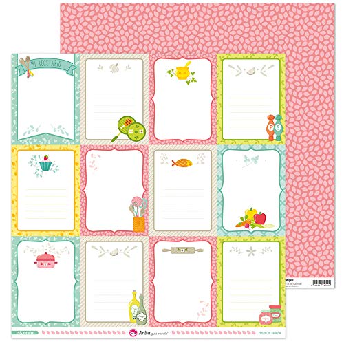 Anita & Seine Welt Kollektion Meine Rezepte Papier für Scrapbooking, Papier, Karten, 30,5 x 30,5 cm von Anita y Su Mundo