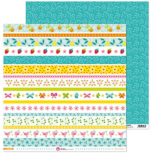 Anita & Seine Welt Kollektion My Garden Scrapbooking, Papier, Streifen, 30,5 x 30,5 cm von Anita y Su Mundo