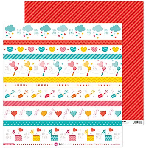 Anita und Seine Welt Kollektion Puro Amor Scrapbooking, Papier, Streifen, 30,5 x 30,5 cm von Anita y Su Mundo