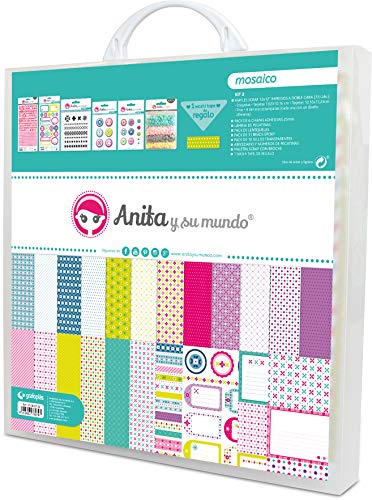 Anita & Seine Welt Mosaik-Kollektion-Set für Scrapbooking (Papier, Aufkleber, Embleme, Epoxy, Stempel, Aufkleber), Papier, mehrfarbig, 30,5 x 30,5 cm von Anita y Su Mundo