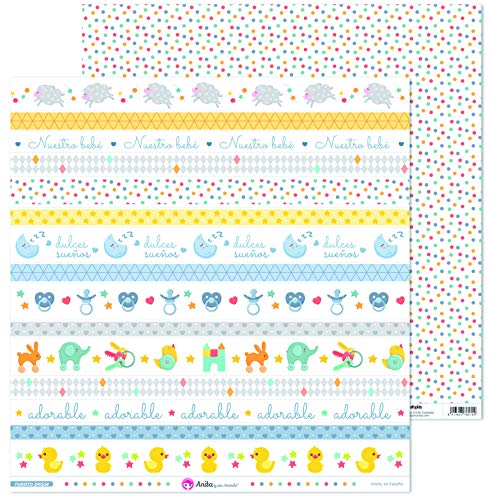 Anita und seine Welt Kollektion unserer kleinen Scrapbooking-Papiere, Papier, Streifen, 30,5 x 30,5 cm von Anita y Su Mundo