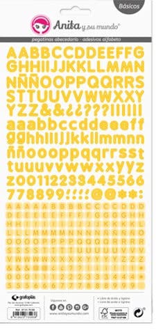 Anita y Su Mundo 37017160 Alphabet, 320 Aufkleber pro Blatt, Papier, gelb, 15 x 32 cm Anita y Su Mundo 37017160 Alphabet, 320 Aufkleber pro Blatt, Papier, gelb, 15 x 32 cm von Anita y Su Mundo