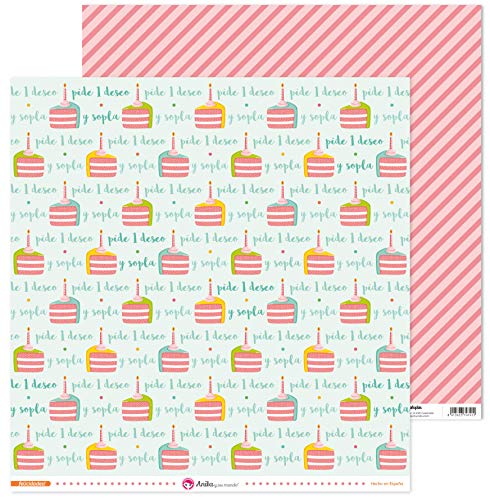 Anita y Su Mundo 37018654 Colección Felicidades Scrapbooking-Papier, Geburtstagskuchen, 30.5 x 30.5 cm von Anita y Su Mundo